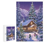 Jigsaw Puzzles 1000 PCS Christmas Cabin in Snowy Forest Jigsaws for Adults Puzzle But Fun And Humorous Every Piece Is Unique - Family Fun & Game Night 1000 PCS