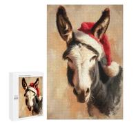 Jigsaw Puzzles 1000 PCS Christmas Donkey with Santa Hat Jigsaw for Teenagers Improve Memory Difficult And Challenge Brainteaser Family Games 1000 PCS