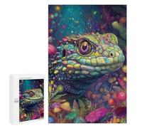 Jigsaw Puzzles 1000 PCS Colorful Lizard in Fantasy Forest Jigsaws for Adults Puzzle Pattern Assembly Educational Challenge Birthday And Unique Gifts 1000 PCS
