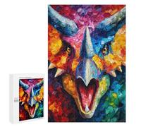 Jigsaw Puzzles 1000 PCS Colorful Triceratops Painting Jigsaw for Teenagers Improve Memory Difficult And Challenge Brainteaser Family Games 1000 PCS