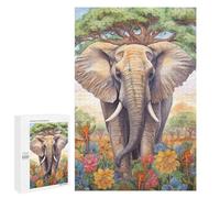 Jigsaw Puzzles 1000 PCS Elephant in Bloom Nature's Majesty Jigsaws for Adults Puzzle But Fun And Humorous Every Piece Is Unique - Family Fun & Game Night 1000 PCS