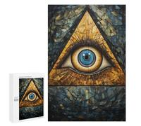 Jigsaw Puzzles 1000 PCS Eye of Providence Stained Glass Jigsaw for Teenagers Improve Memory Difficult And Challenge Brainteaser Family Games 1000 PCS