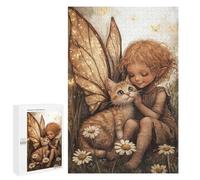 Jigsaw Puzzles 1000 PCS Fairy with Cat in Garden-1 Jigsaw for Teenagers Improve Memory Difficult And Challenge Brainteaser Family Games 1000 PCS