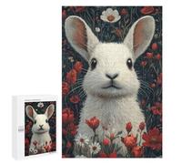 Jigsaw Puzzles 1000 PCS Floral White Bunny Teenagers Puzzles Relax Games Difficult Challenge Unique Birthday And Xmas Gifts 1000 PCS