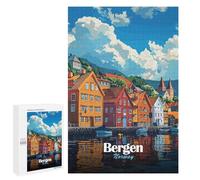 Jigsaw Puzzles 1000 PCS for Adults Bergen, Norway Cityscape Teenagers Puzzles Hands-on Game Precision Cutting Help The Brain Exercise 1000 PCS