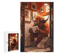 Jigsaw Puzzles 1000 PCS for Adults Bison Sitting In Toilet Teenagers Puzzles Hands-on Game Precision Cutting Help The Brain Exercise 1000 PCS