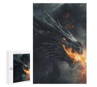 Jigsaw Puzzles 1000 PCS for Adults Black Fire Dragon Teenagers Puzzles Toy Wall Decor Perfect Decoration Challenging To Complete 1000 PCS