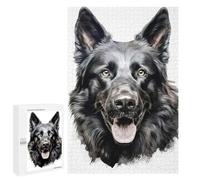 Jigsaw Puzzles 1000 PCS for Adults Black German Shepherd Portrait Teenagers Puzzles Hands-on Game Precision Cutting Help The Brain Exercise 1000 PCS