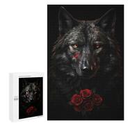 Jigsaw Puzzles 1000 PCS for Adults Black Wolf Dark Red Rose Teenagers Puzzles Hands-on Game Precision Cutting Help The Brain Exercise 1000 PCS