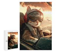 Jigsaw Puzzles 1000 PCS for Adults Cat Pilot in Cockpit Teenagers Puzzles Toy Wall Decor Perfect Decoration Challenging To Complete 1000 PCS