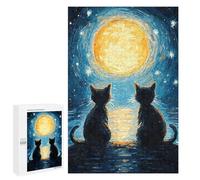 Jigsaw Puzzles 1000 PCS for Adults Cats Moon Starry Night Teenagers Puzzles Toy Wall Decor Perfect Decoration Challenging To Complete 1000 PCS