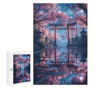 Jigsaw Puzzles 1000 PCS for Adults Cherry Blossom Torii Gate Teenagers Puzzles Toy Wall Decor Perfect Decoration Challenging To Complete 1000 PCS