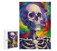 Jigsaw Puzzles 1000 PCS for Adults Colorful Smoking Skull Painting Teenagers Puzzles Hands-on Game Precision Cutting Help The Brain Exercise 1000 PCS