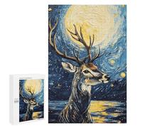 Jigsaw Puzzles 1000 PCS for Adults Deer Under Starry Night Adult Puzzles Family Games Hand Speed Race Gifts for Friends And Family 1000 PCS