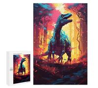 Jigsaw Puzzles 1000 PCS for Adults Dinosaur in Fiery Forest Jigsaw for Adults Anti-Stress Toys A Work of Art Great Gift for Gaming 1000 PCS