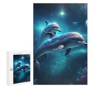 Jigsaw Puzzles 1000 PCS for Adults Dolphins in Cosmic Waters Jigsaw for Adults Anti-Stress Toys A Work of Art Great Gift for Gaming 1000 PCS