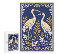 Jigsaw Puzzles 1000 PCS for Adults Elegant Cranes with Floral Border Jigsaw Puzzle Anti-Stress Toys For Family Fun Deal As Gifts for The Whole Family 1000 PCS