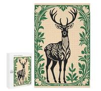 Jigsaw Puzzles 1000 PCS for Adults Elegant Deer with Floral Frame Jigsaw Puzzle Anti-Stress Toys For Family Fun Deal As Gifts for The Whole Family 1000 PCS