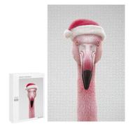 Jigsaw Puzzles 1000 PCS for Adults Flamingo Wearing Santa Hat Teenagers Puzzles Toy Wall Decor Perfect Decoration Challenging To Complete 1000 PCS