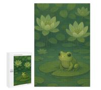 Jigsaw Puzzles 1000 PCS for Adults Frog on Lily Pad Illustration Teenagers Puzzles Hands-on Game Precision Cutting Help The Brain Exercise 1000 PCS