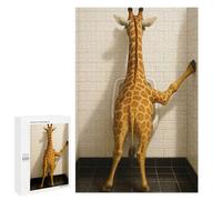 Jigsaw Puzzles 1000 PCS for Adults Giraffe in Restroom Bathroom Toilet Teenagers Puzzles Hands-on Game Precision Cutting Help The Brain Exercise 1000 PCS