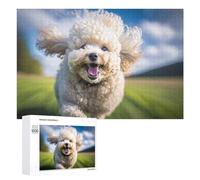 Jigsaw Puzzles 1000 PCS for Adults Happy Cute Poodle Running Puzzle for Adults Relax Games Hand Speed Race for Birthday, Chrismas 1000 PCS