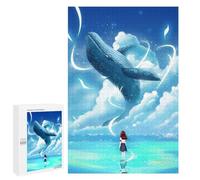 Jigsaw Puzzles 1000 PCS for Adults Little Girl Whale Fish Teenagers Puzzles Hands-on Game Precision Cutting Help The Brain Exercise 1000 PCS