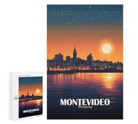 Jigsaw Puzzles 1000 PCS for Adults Montevideo Uruguay Cityscape at Night Teenagers Puzzles Hands-on Game Precision Cutting Help The Brain Exercise 1000 PCS