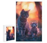 Jigsaw Puzzles 1000 PCS for Adults Mother Cat And Kitten at Sunset Teenagers Puzzles Toy Wall Decor Perfect Decoration Challenging To Complete 1000 PCS