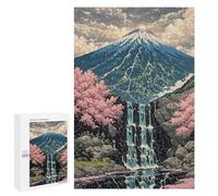 Jigsaw Puzzles 1000 PCS for Adults Mount Fuji And Cherry Blossoms Sakura Japan Landscape Teenagers Puzzles Hands-on Game Precision Cutting Help The Brain Exercise 1000 PCS