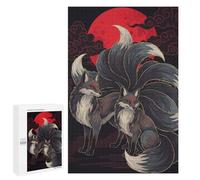 Jigsaw Puzzles 1000 PCS for Adults Nine-tailed Foxes Red Moon Jigsaw Puzzle Anti-Stress Toys For Family Fun Deal As Gifts for The Whole Family 1000 PCS