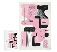 Jigsaw Puzzles 1000 PCS for Adults Pink Abstract Minimalist Art - Modern Geometric Design Adult Puzzles Family Games Hand Speed Race Gifts for Friends And Family 1000 PCS