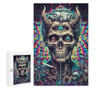 Jigsaw Puzzles 1000 PCS for Adults Psychedelic Devil Skull Art Print-1 Puzzles for Teenagers Family Activities Educational Challenge Challenging Game And Family Play 1000 PCS