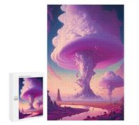 Jigsaw Puzzles 1000 PCS for Adults Purple Mushroom Cloud Landscape Adult Jigsaw Puzzle Toy Wall Decor Analysis And Logic Challenging To Complete 1000 PCS