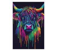 Jigsaw Puzzles 1000 PCS for Adults Rainbow Highland Cow Color Adult Jigsaw Toy Wall Decor Difficult Challenge Great Gift for Gaming 1000 PCS