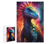 Jigsaw Puzzles 1000 PCS for Adults Rainbow Lizard in Neon Cityscape Jigsaw for Adults Anti-Stress Toys A Work of Art Great Gift for Gaming 1000 PCS