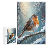 Jigsaw Puzzles 1000 PCS for Adults Robin Redbreast Winter Teenagers Puzzles Toy Wall Decor Perfect Decoration Challenging To Complete 1000 PCS