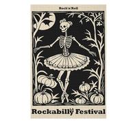 Jigsaw Puzzles 1000 PCS for Adults Rockabilly Festival Skeleton Ballerina Poster Jigsaw Puzzle Brain Teaser Game Hand Speed Race Stress Reduction Gifts 1000 PCS