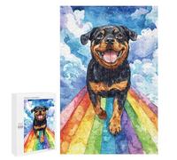Jigsaw Puzzles 1000 PCS for Adults Rottweiler on Rainbow Bridge Adult Jigsaw Puzzle Toy Wall Decor Analysis And Logic Challenging To Complete 1000 PCS