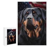 Jigsaw Puzzles 1000 PCS for Adults Rottweiler USA Flag Teenagers Puzzles Hands-on Game Precision Cutting Help The Brain Exercise 1000 PCS