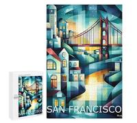 Jigsaw Puzzles 1000 PCS for Adults San Francisco Geometric Cityscape - Golden Gate Bridge Art Puzzles for Adults Fun Games Staycation Kill Time for Birthday, Chrismas 1000 PCS