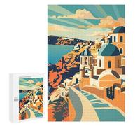 Jigsaw Puzzles 1000 PCS for Adults Santorini Sunset Teenagers Puzzles Hands-on Game Precision Cutting Help The Brain Exercise 1000 PCS