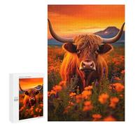 Jigsaw Puzzles 1000 PCS for Adults Scottish Highland Cows Puzzles for Adults Fun Games Staycation Kill Time for Birthday, Chrismas 1000 PCS