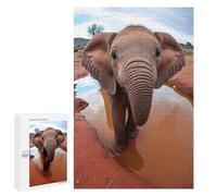 Jigsaw Puzzles 1000 PCS for Adults Selfie of A Young Elephant Adult Puzzles Family Games Hand Speed Race Gifts for Friends And Family 1000 PCS