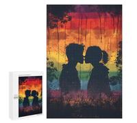 Jigsaw Puzzles 1000 PCS for Adults Silhouette Couple Kissing Teenagers Puzzles Toy Wall Decor Perfect Decoration Challenging To Complete 1000 PCS