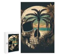 Jigsaw Puzzles 1000 PCS for Adults Skull Beach Sunset Artwork Jigsaw for Adults Anti-Stress Toys A Work of Art Great Gift for Gaming 1000 PCS