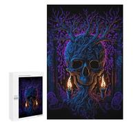 Jigsaw Puzzles 1000 PCS for Adults Skull Tree with Candles Jigsaw for Adults Anti-Stress Toys A Work of Art Great Gift for Gaming 1000 PCS