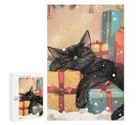 Jigsaw Puzzles 1000 PCS for Adults Sleepy Christmas Cat Adult Jigsaw Puzzle Toy Wall Decor Analysis And Logic Challenging To Complete 1000 PCS