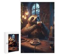 Jigsaw Puzzles 1000 PCS for Adults Sloth Drinking Beer Bar Jigsaw for Adults Anti-Stress Toys A Work of Art Great Gift for Gaming 1000 PCS