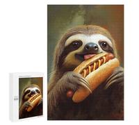 Jigsaw Puzzles 1000 PCS for Adults Sloth Eating Hot Dog Teenagers Puzzles Hands-on Game Precision Cutting Help The Brain Exercise 1000 PCS